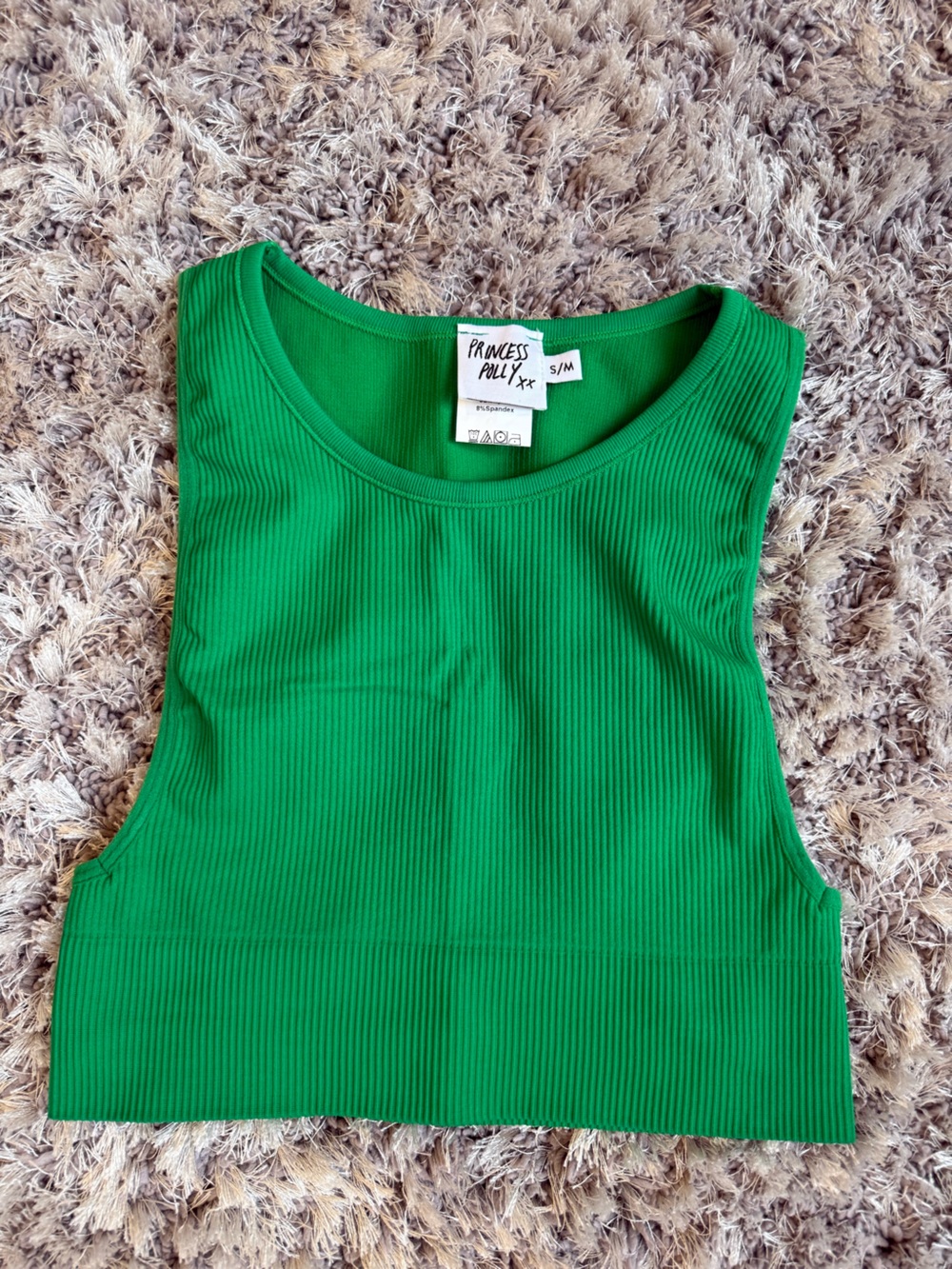 Princess Polly Emerald Ribbed Crop Tank - Picture 2 of 2